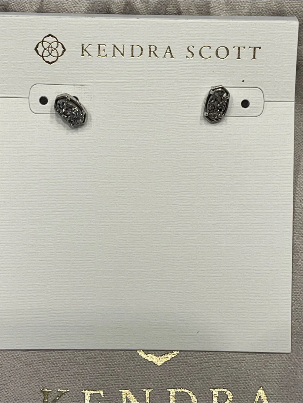 Kendra Scott Emilie Stud Earrings Rhodium Platinum Drusy